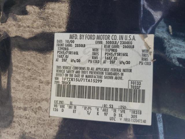 Photo 10 from auction – 2001 FORD RANGER with VIN 1FTZR15U71TA15299