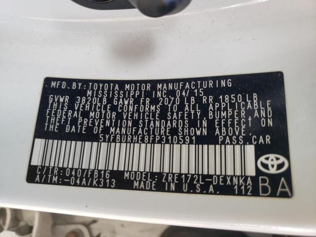 Photo 10 from auction – 2015 TOYOTA COROLLA L with VIN 5YFBURHE8FP310591
