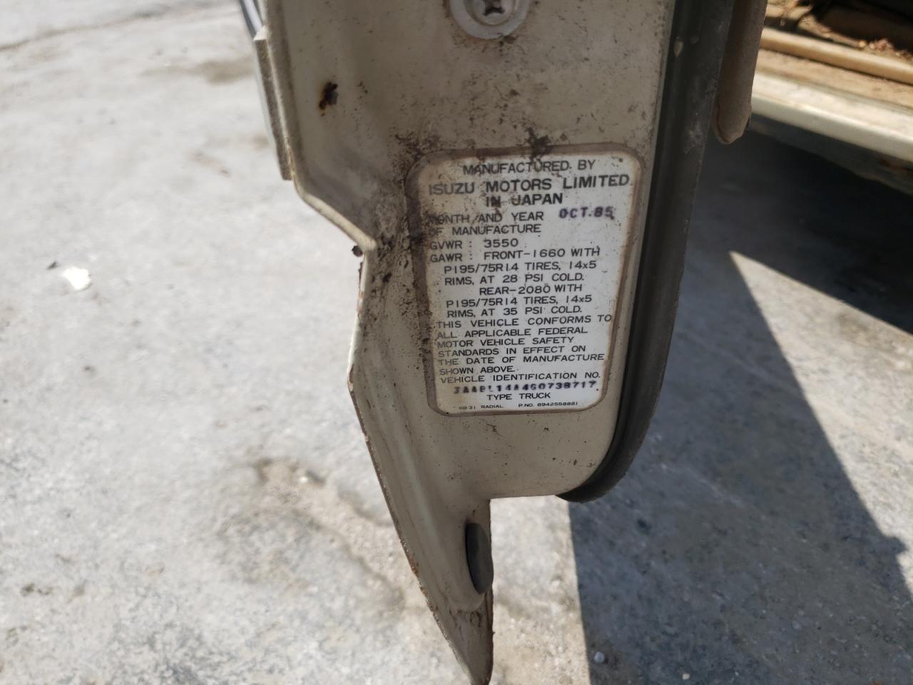 Photo 10 from auction – 1986 ISUZU PUP with VIN JAABL14A4G0738717