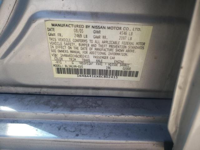 Photo 10 from auction – 2006 NISSAN MAXIMA SE with VIN 1N4BA41EX6C802415