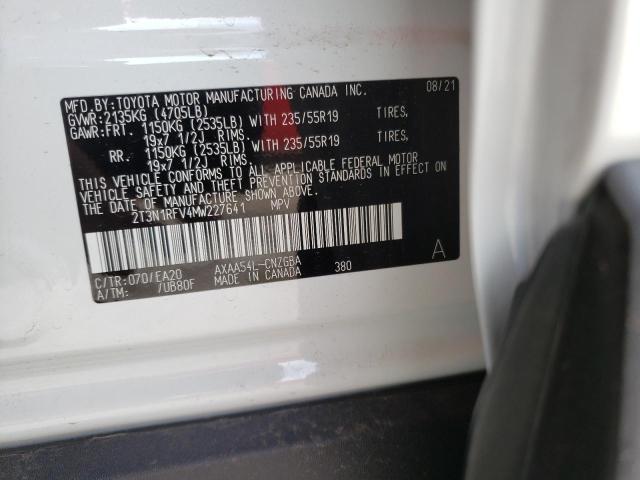 Photo 10 from auction – 2021 TOYOTA RAV4 LIMIT with VIN 2T3N1RFV4MW227641