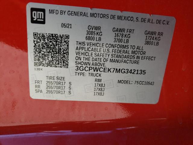 Photo 10 from auction – 2021 CHEVROLET SILVERADO with VIN 3GCPWCEK7MG342135