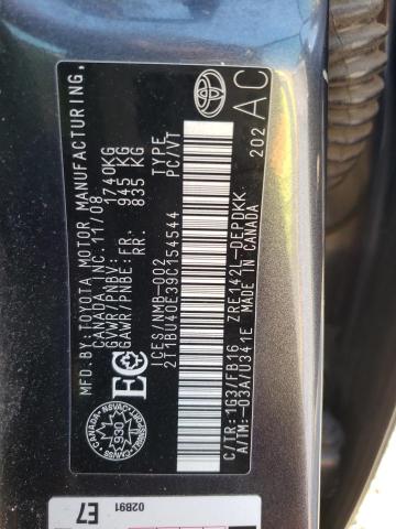 Photo 10 from auction – 2009 TOYOTA COROLLA BA with VIN 2T1BU40E39C154544