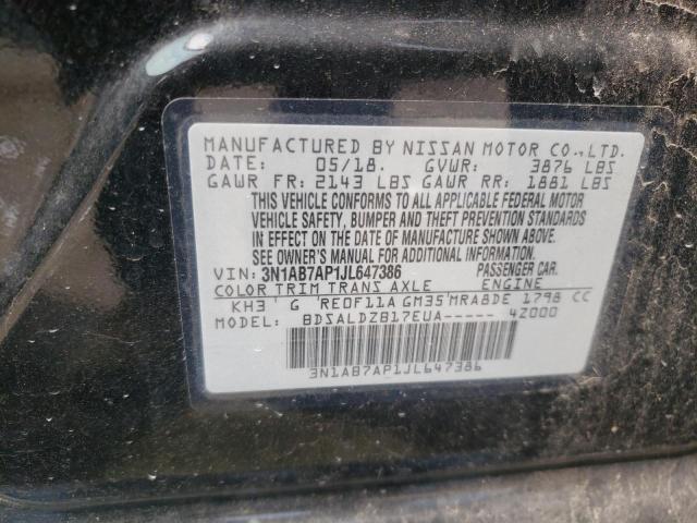 Photo 10 from auction – 2018 NISSAN SENTRA S with VIN 3N1AB7AP1JL647386
