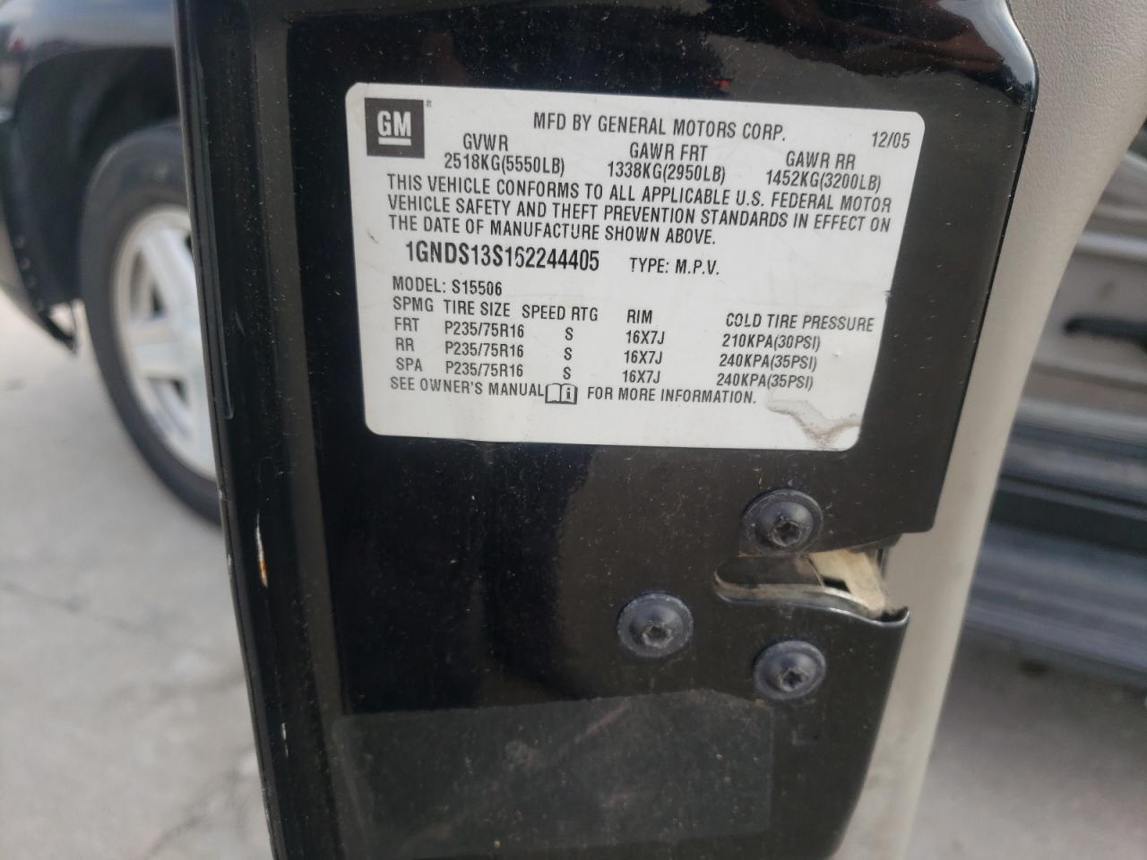 Photo 10 from auction – 2006 CHEVROLET TRAILBLAZE with VIN 1GNDS13S162244405