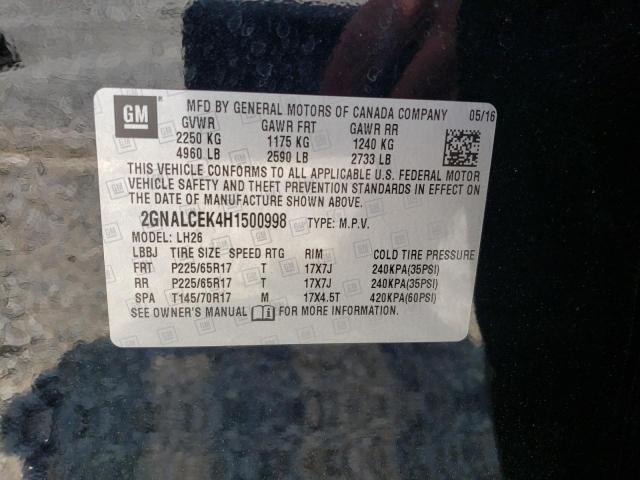 Photo 10 from auction – 2017 CHEVROLET EQUINOX LT with VIN 2GNALCEK4H1500998