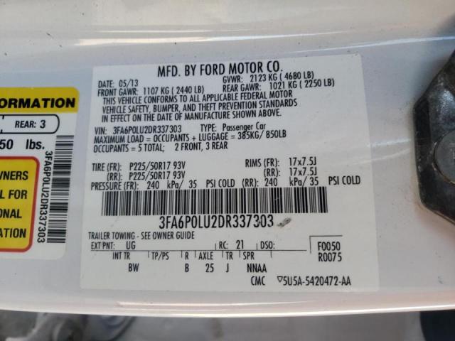 Photo 10 from auction – 2013 FORD FUSION SE with VIN 3FA6P0LU2DR337303