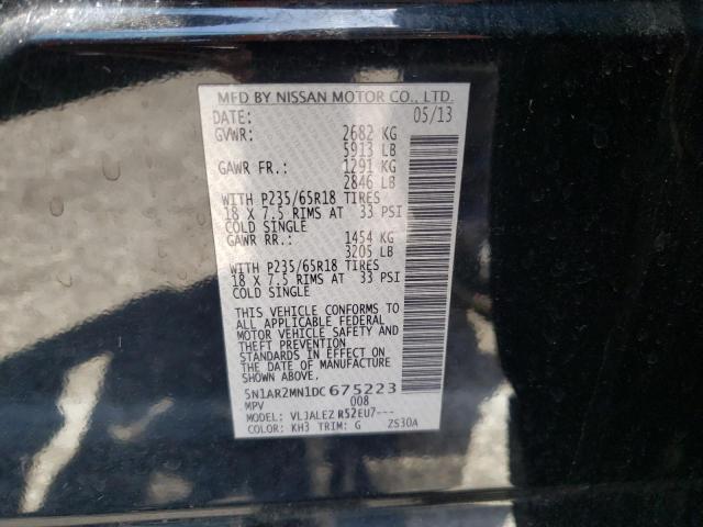 Photo 10 from auction – 2013 NISSAN PATHFINDER with VIN 5N1AR2MN1DC675223
