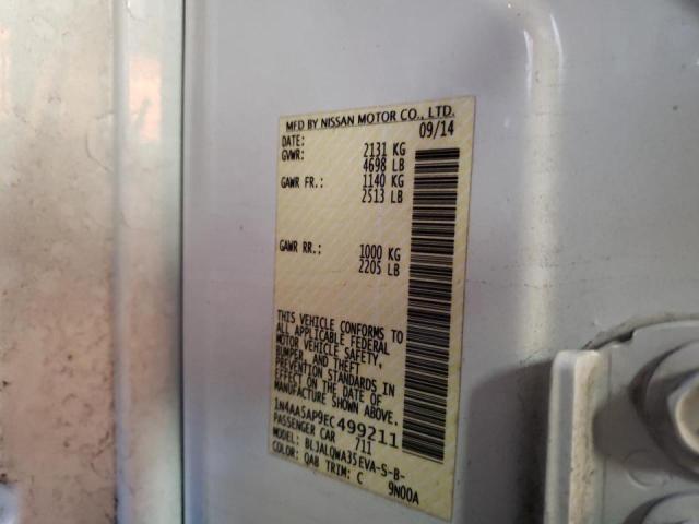 Photo 10 from auction – 2014 NISSAN MAXIMA S with VIN 1N4AA5AP9EC499211