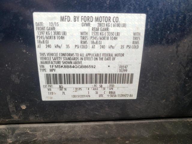 Photo 10 from auction – 2016 FORD EXPLORER with VIN 1FM5K8B84GGB86592