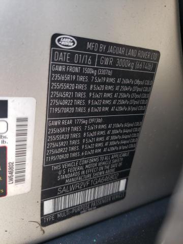 صورة رقم 10 من المزاد - 2016 LAND ROVER RANGE ROVE مع VIN SALWR2VF1GA646802