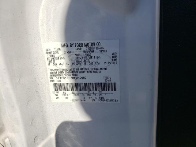 Photo 10 from auction – 2011 FORD F150 SUPER with VIN 1FTFX1EF7BFA10680