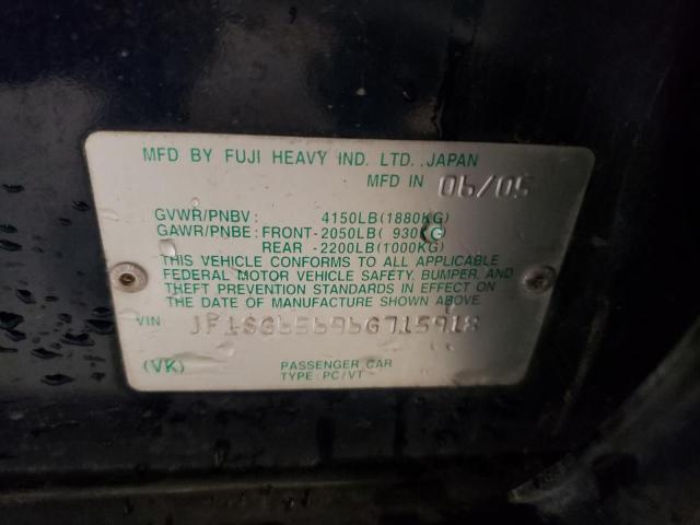 Photo 10 from auction – 2006 SUBARU FORESTER 2 with VIN JF1SG65696G715918