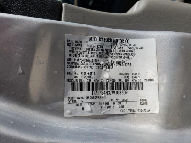 Photo 10 from auction – 2007 FORD FOCUS ZX4 with VIN 1FAFP34N37W108509