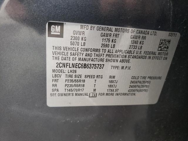 صورة رقم 10 من المزاد - 2011 CHEVROLET EQUINOX LT مع VIN 2CNFLNEC6B6375737