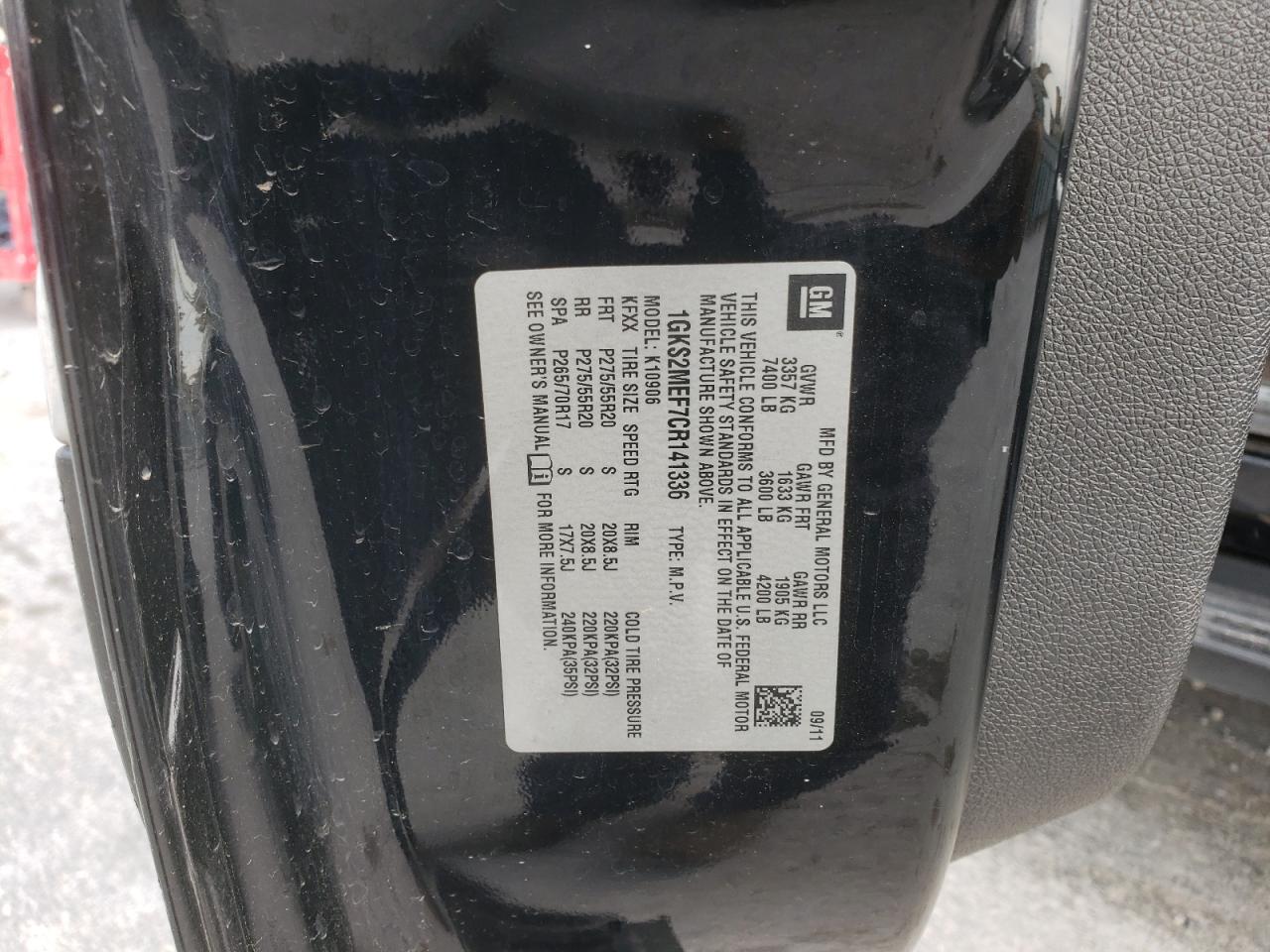 Photo 10 from auction – 2012 GMC YUKON XL D with VIN 1GKS2MEF7CR141336