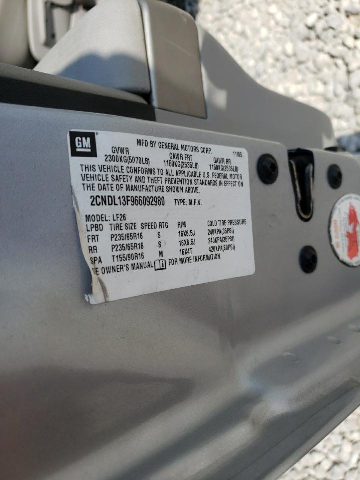 Photo 10 from auction – 2006 CHEVROLET EQUINOX LS with VIN 2CNDL13F966092980