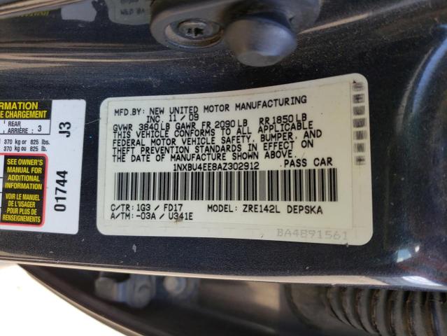 Photo 10 from auction – 2010 TOYOTA COROLLA BA with VIN 1NXBU4EE8AZ302912
