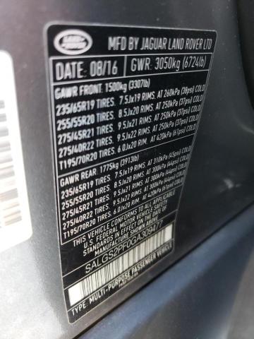 Photo 10 from auction – 2016 LAND ROVER RANGE ROVE with VIN SALGS2PF0GA309477