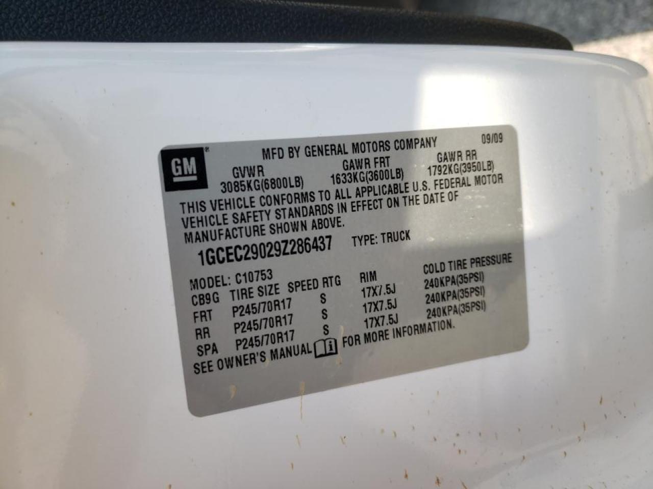 Photo 10 from auction – 2009 CHEVROLET SILVERADO with VIN 1GCEC29029Z286437