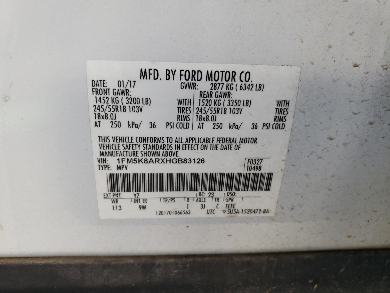 Photo 10 from auction – 2017 FORD EXPLORER P with VIN 1FM5K8ARXHGB83126