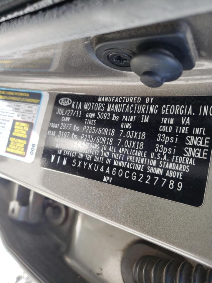 Photo 10 from auction – 2012 KIA SORENTO EX with VIN 5XYKU4A60CG227789