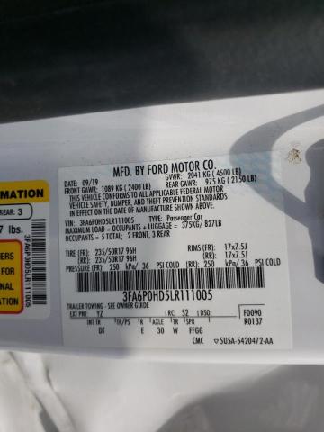 Photo 10 from auction – 2020 FORD FUSION SE with VIN 3FA6P0HD5LR111005