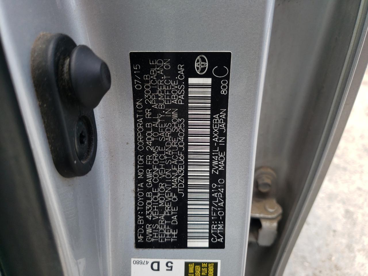 Photo 10 from auction – 2015 TOYOTA PRIUS V with VIN JTDZN3EU6FJ040253