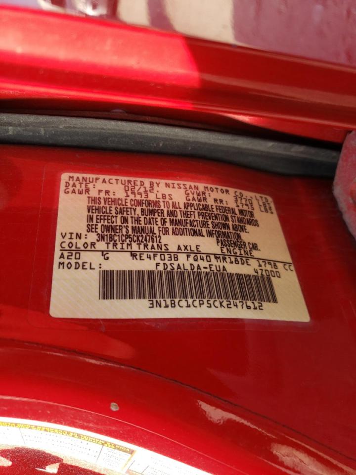 Photo 10 from auction – 2012 NISSAN VERSA S with VIN 3N1BC1CP5CK247612