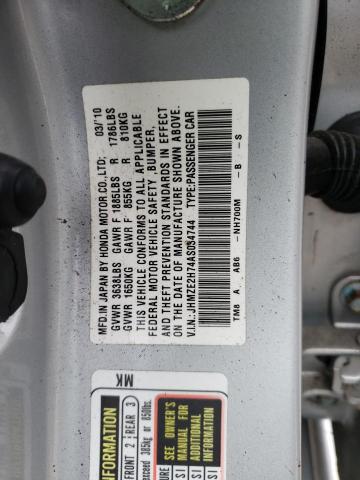 Photo 10 from auction – 2010 HONDA INSIGHT with VIN JHMZE2H74AS034744