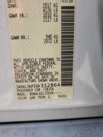 Photo 10 from auction – 2016 NISSAN ALTIMA 2.5 with VIN 1N4AL3AP2GN352864