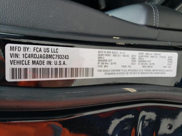 Photo 10 from auction – 2021 DODGE DURANGO SX with VIN 1C4RDJAG8MC793243