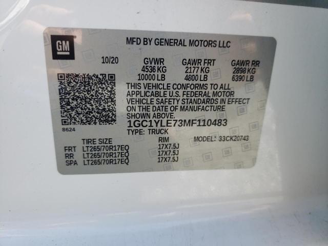 Photo 10 from auction – 2021 CHEVROLET SILVERADO with VIN 1GC1YLE73MF110483