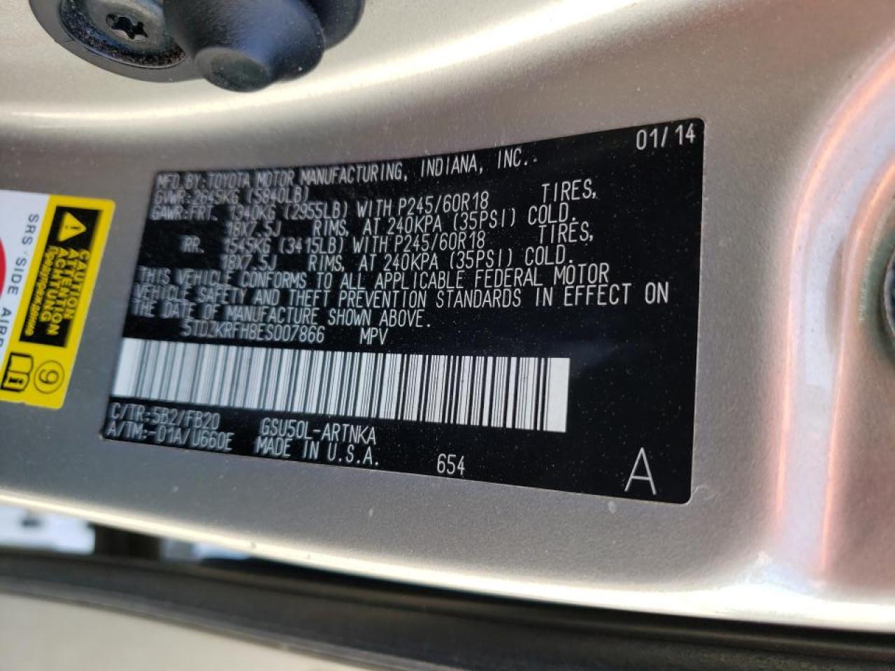 Photo 10 from auction – 2014 TOYOTA HIGHLANDER with VIN 5TDZKRFH8ES007866
