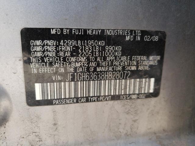 Photo 10 from auction – 2008 SUBARU IMPREZA OU with VIN JF1GH63638H828072