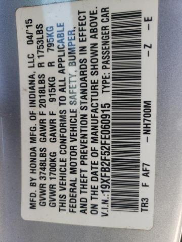 Photo 10 from auction – 2015 HONDA CIVIC LX with VIN 19XFB2F52FE060915