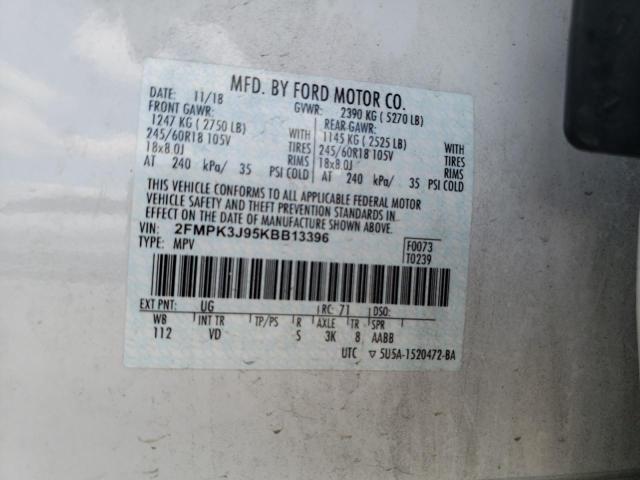 Photo 10 from auction – 2019 FORD EDGE SEL with VIN 2FMPK3J95KBB13396