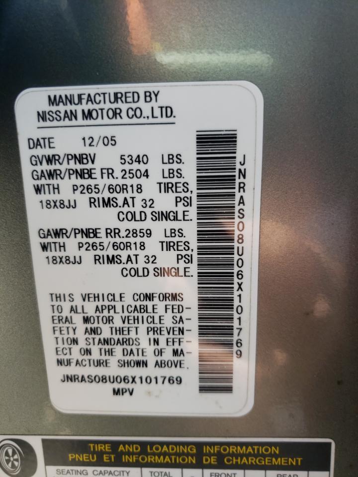 Photo 10 from auction – 2006 INFINITI FX35 with VIN JNRAS08U06X101769