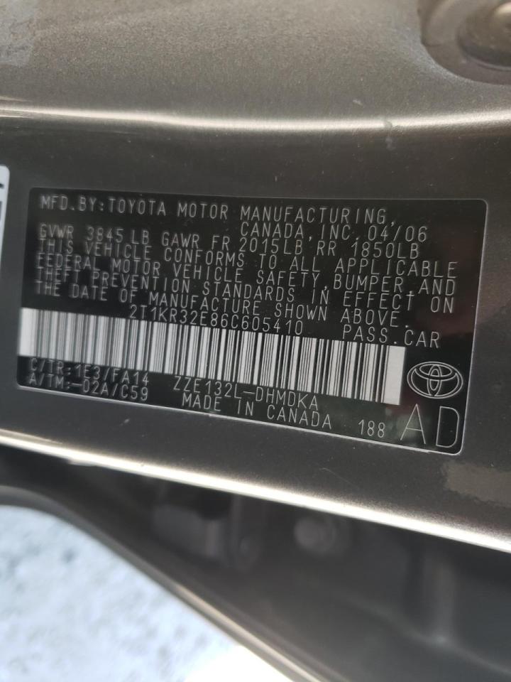 Photo 10 from auction – 2006 TOYOTA COROLLA MA with VIN 2T1KR32E86C605410