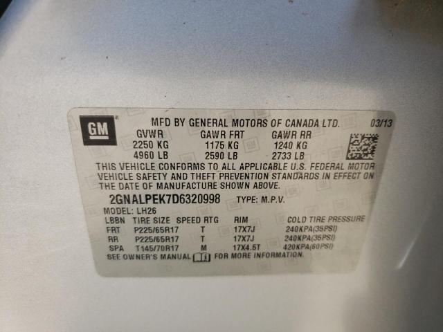 Photo 10 from auction – 2013 CHEVROLET EQUINOX LT with VIN 2GNALPEK7D6320998