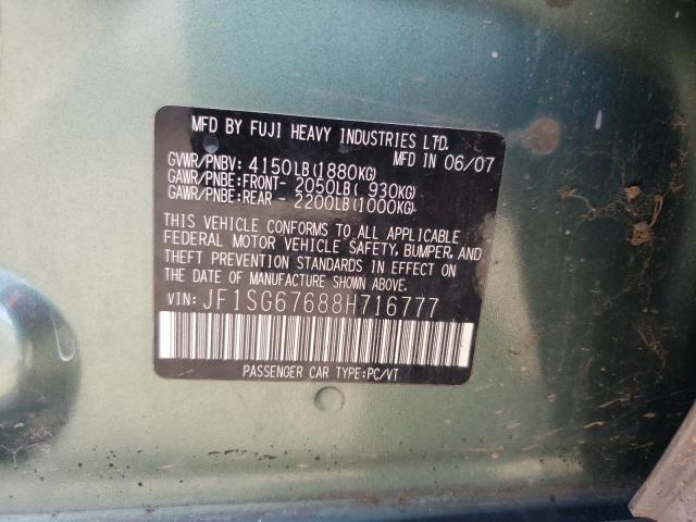 Photo 10 from auction – 2008 SUBARU FORESTER 2 with VIN JF1SG67688H716777