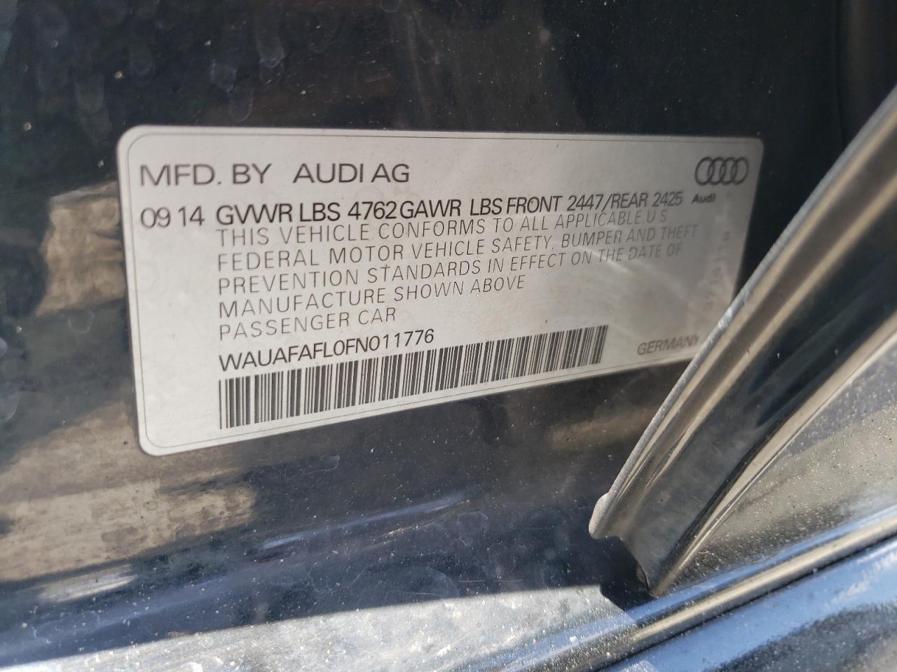 Photo 10 from auction – 2015 AUDI A4 PREMIUM with VIN WAUAFAFL0FN011776