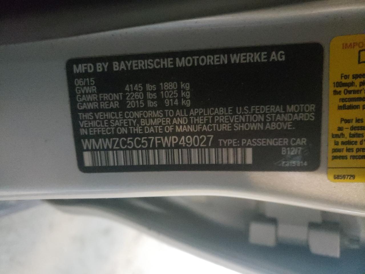 Photo 10 from auction – 2015 MINI COOPER S C with VIN WMWZC5C57FWP49027
