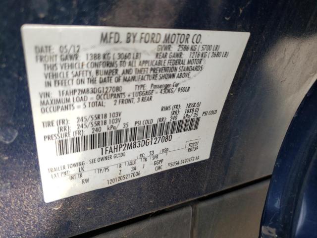 Foto 10 de la subasta – 2013 FORD TAURUS POL con VIN 1FAHP2M83DG127080