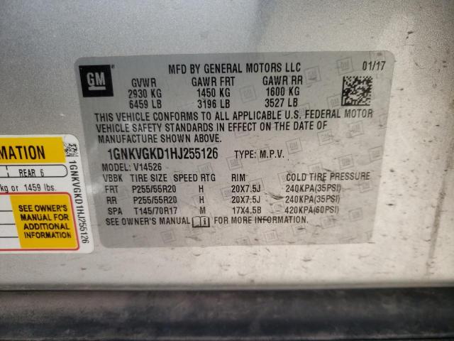Photo 10 from auction – 2017 CHEVROLET TRAVERSE L with VIN 1GNKVGKD1HJ255126