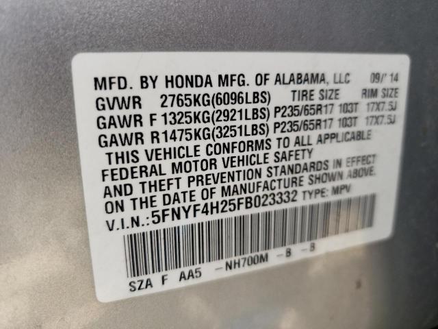Photo 10 from auction – 2015 HONDA PILOT LX with VIN 5FNYF4H25FB023332