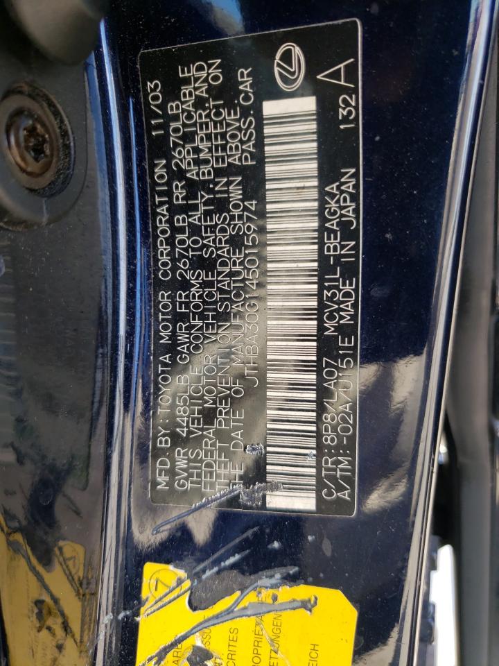 Photo 10 from auction – 2004 LEXUS ES 330 with VIN JTHBA30G145015974