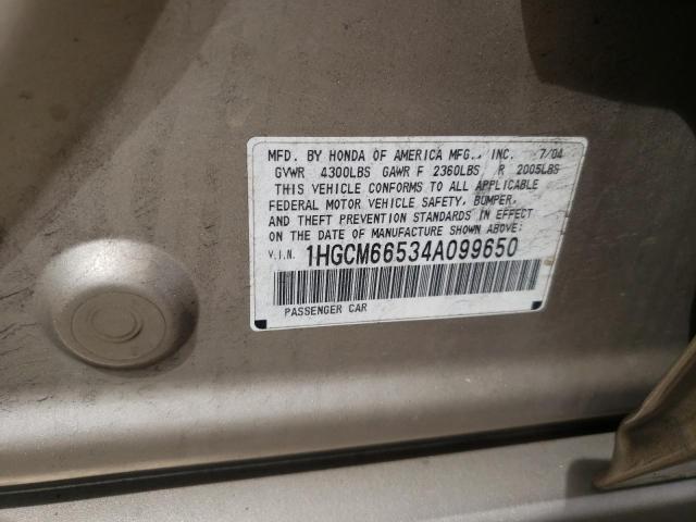 Photo 10 from auction – 2004 HONDA ACCORD EX with VIN 1HGCM66534A099650