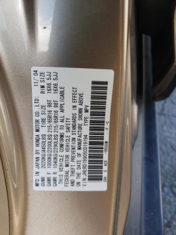 Photo 10 from auction – 2005 HONDA CR-V SE with VIN JHLRD78905C019194