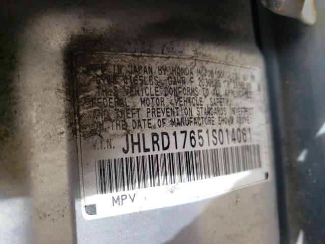 Photo 10 from auction – 2001 HONDA CR-V EX with VIN JHLRD17651S014061